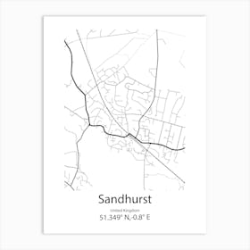 Sandhurst,United Kingdom Minimalist Map Art Print