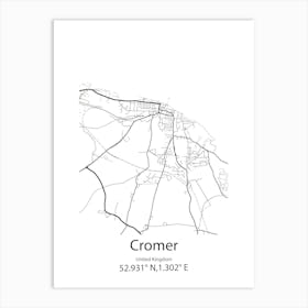 Cromer,United Kingdom Minimalist Map Art Print