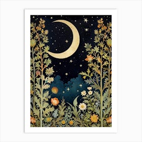 Moon Night Style William Morris 1 Art Print