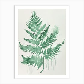 Green Ink Painting Of A Netted Chain Fern 1 Art Print