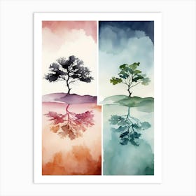 Watercolor Tree Set Art Print