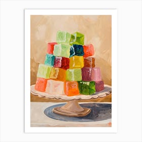 Rainbow Jelly Cubes Beige Painting 2 Art Print