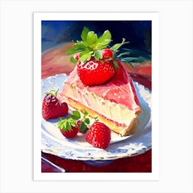 Strawberry Cheesecake, Dessert, Food Impressionism Cezanne Art Print