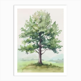 Alder Tree Atmospheric Watercolour Painting 8 Art Print