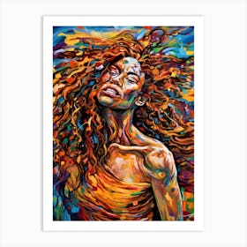 Lost Soul - Woman With Wild Multi Colored Hair Art Print