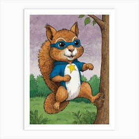 Squirrel In A Superhero Costume Art Print