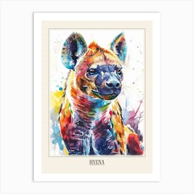 Hyena Colourful Watercolour 3 Poster Art Print