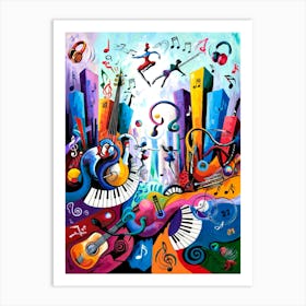 Music In the City Abstract Painting Art Print