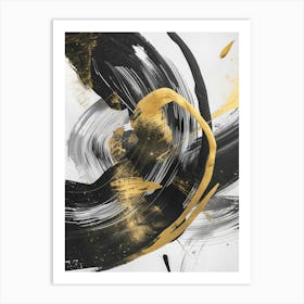 Abstract Black And Gold Painting 37 Art Print