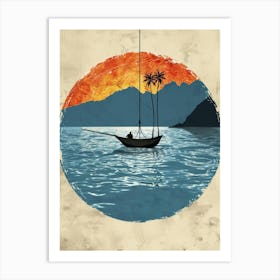 Sunset In A Boat 2 Art Print