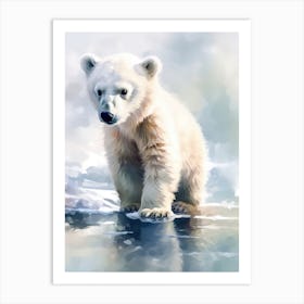 Polar Bear Cube Watercolor Art Print