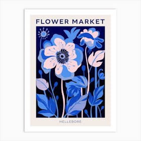 Blue Flower Market Poster Hellebore 3 Art Print