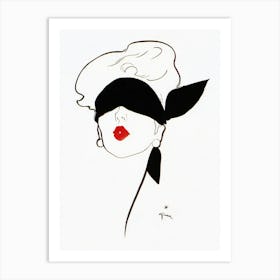 Blindfolded Woman, Vintage Fashion Art Art Print