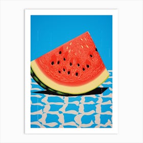 Watermelon Blue Checkerboard 2 Art Print