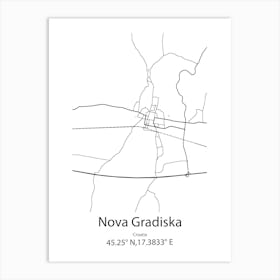 Nova Gradiska,Croatia Minimalist Map Art Print