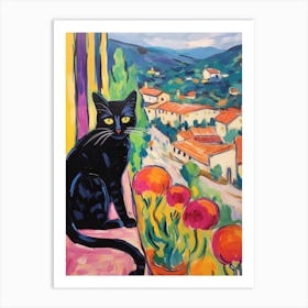 Painting Of A Cat In Chianti Italy 3 Art Print