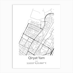 Qiryat Yam,Israel Minimalist Map Art Print