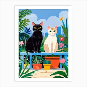 Cats In The Garden Art Print