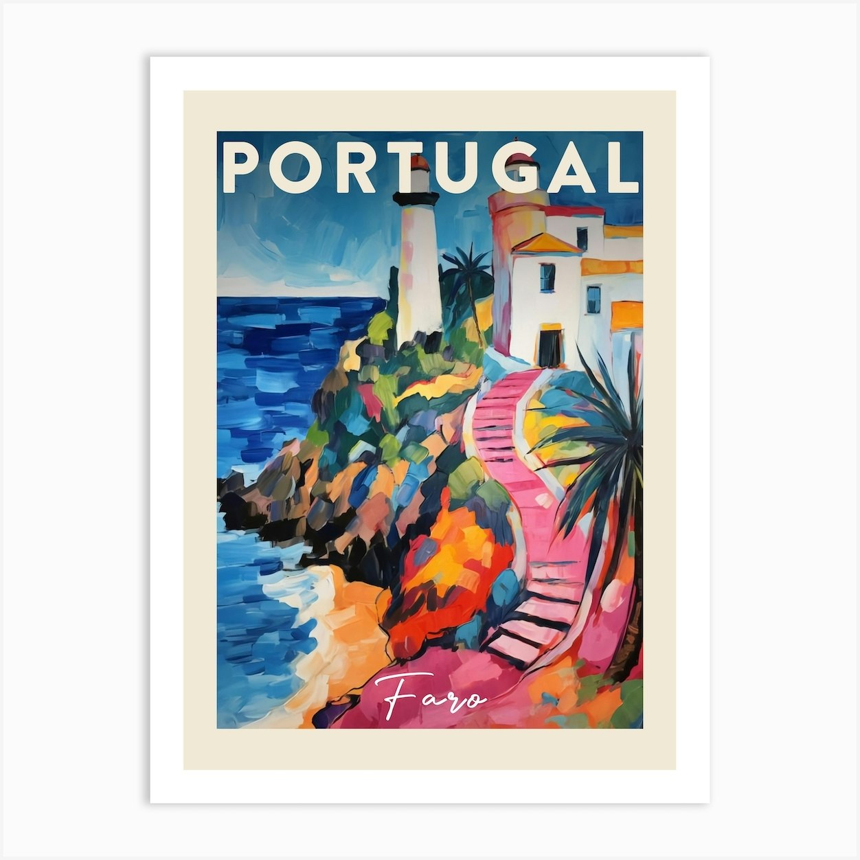 Faro Portugal 4 Fauvist Painting Travel Poster Art Print