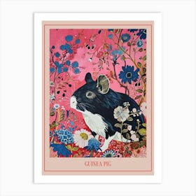 Floral Animal Painting Guinea Pig 2 Poster Art Print