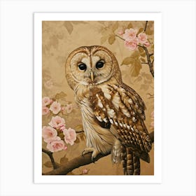 Tawny Owl Japanese Painting 3 Art Print