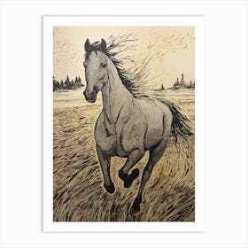 A Horse Painting In The Style Of Sgraffito 3 Art Print