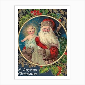 Santa Claus With New Born Baby Art Print