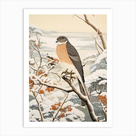 Winter Bird Painting Eurasian Sparrowhawk 4 Art Print