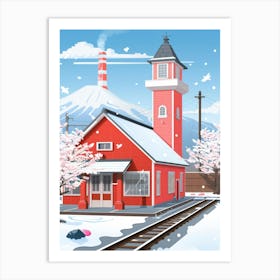 Train Station In Winter Art Print