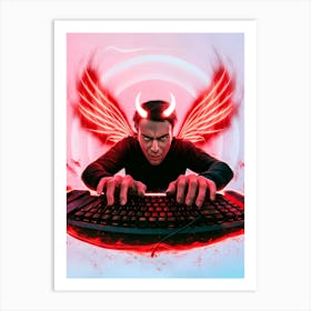 Devil On A Computer 2 Art Print