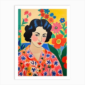 Woman With Flowers 7 Art Print