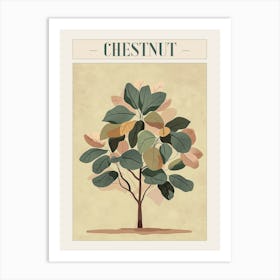 Chestnut Tree Minimal Japandi Illustration 2 Poster Art Print