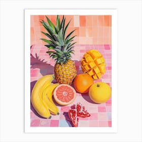 Pink Breakfast Food Fruit Salad 4 Art Print