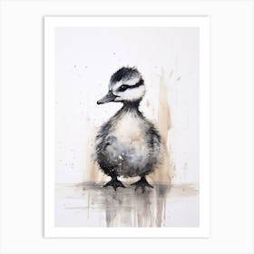 Duckling Water Colour Paint Splash Art Print