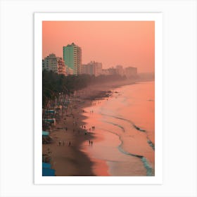 Juhu Beach Mumbai India Turquoise And Pink Tones 3 Art Print