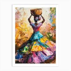 African Woman With Basket 5 Art Print