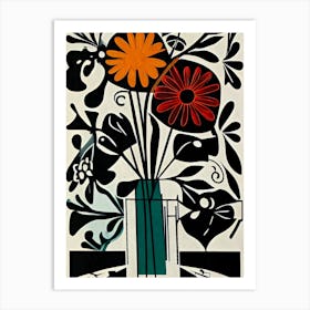 Flowers In A Vase Vintage Art Print