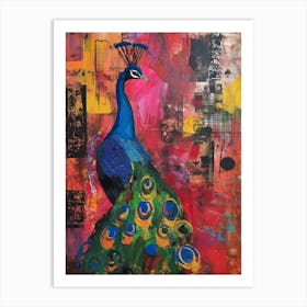 Colourful Brushstroke Peacock 4 Art Print