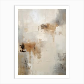 Beige And Brown Abstract Raw Painting 1 Art Print