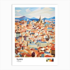 Lyon, France, Geometric Illustration 4 Poster Art Print