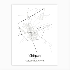 Chirpan,Bulgaria Minimalist Map Art Print