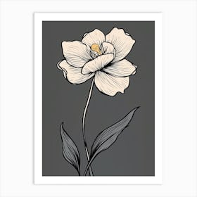 Daffodils Line Art Flowers Illustration Neutral 5 Art Print