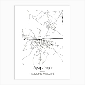 Ayapango,Mexico Minimalist Map Art Print