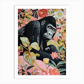 Floral Animal Painting Gorilla 4 Art Print