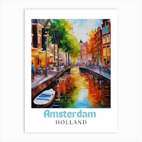 Netherlands Amsterdam, travel poster, wall art print, Amsterdam painting,20 Art Print