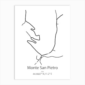 Monte San Pietro,Italy Minimalist Map Art Print