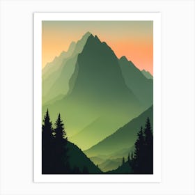 Misty Mountains Vertical Composition In Green Tone 149 Art Print