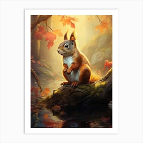 Squirrel In Autumn Art Print