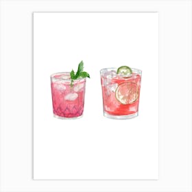 Watercolor Cocktail Set 1 Art Print