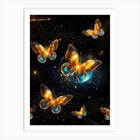 Golden Butterflies Wallpaper 3 Art Print